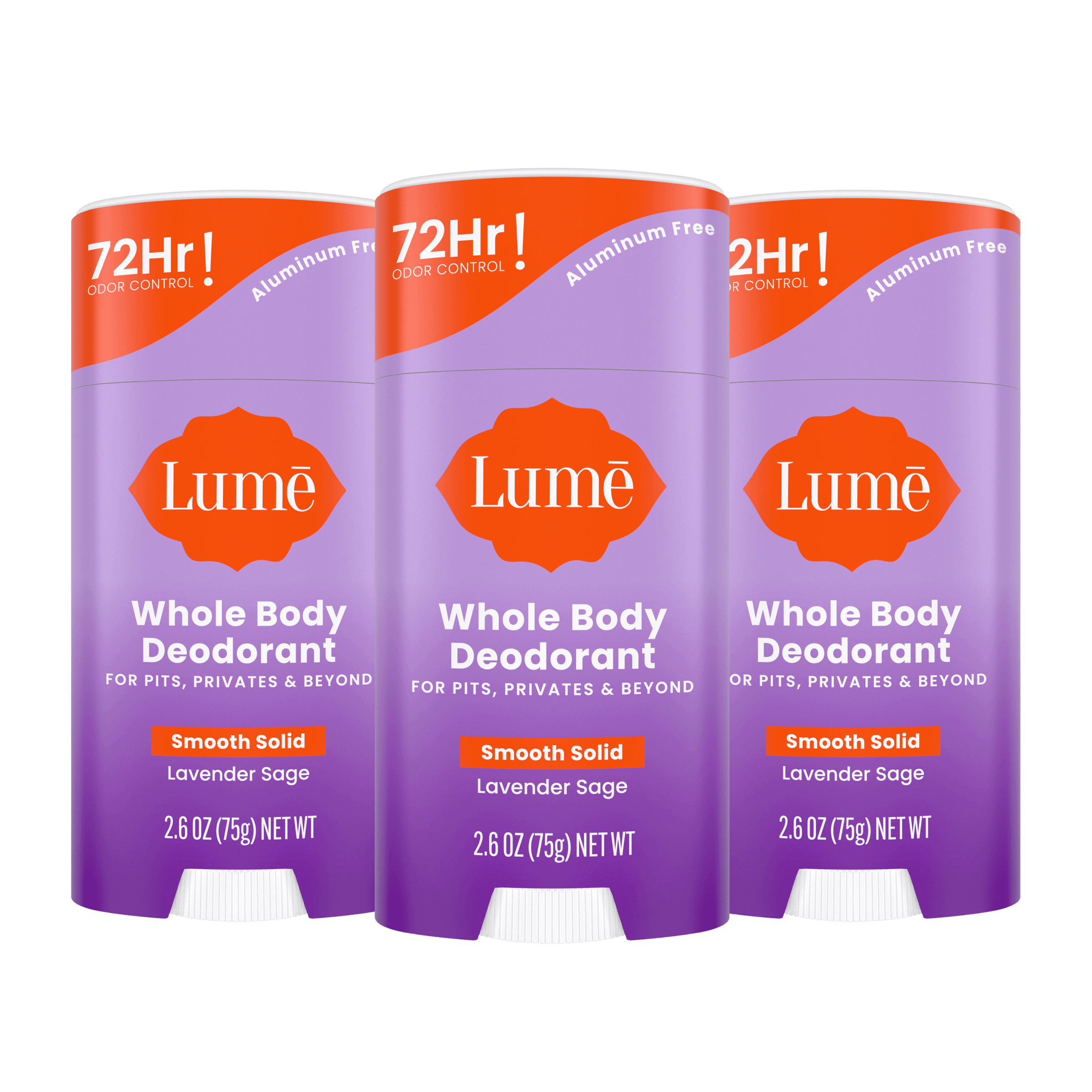 3 purple stick deodorants in the scent Lavender Sage