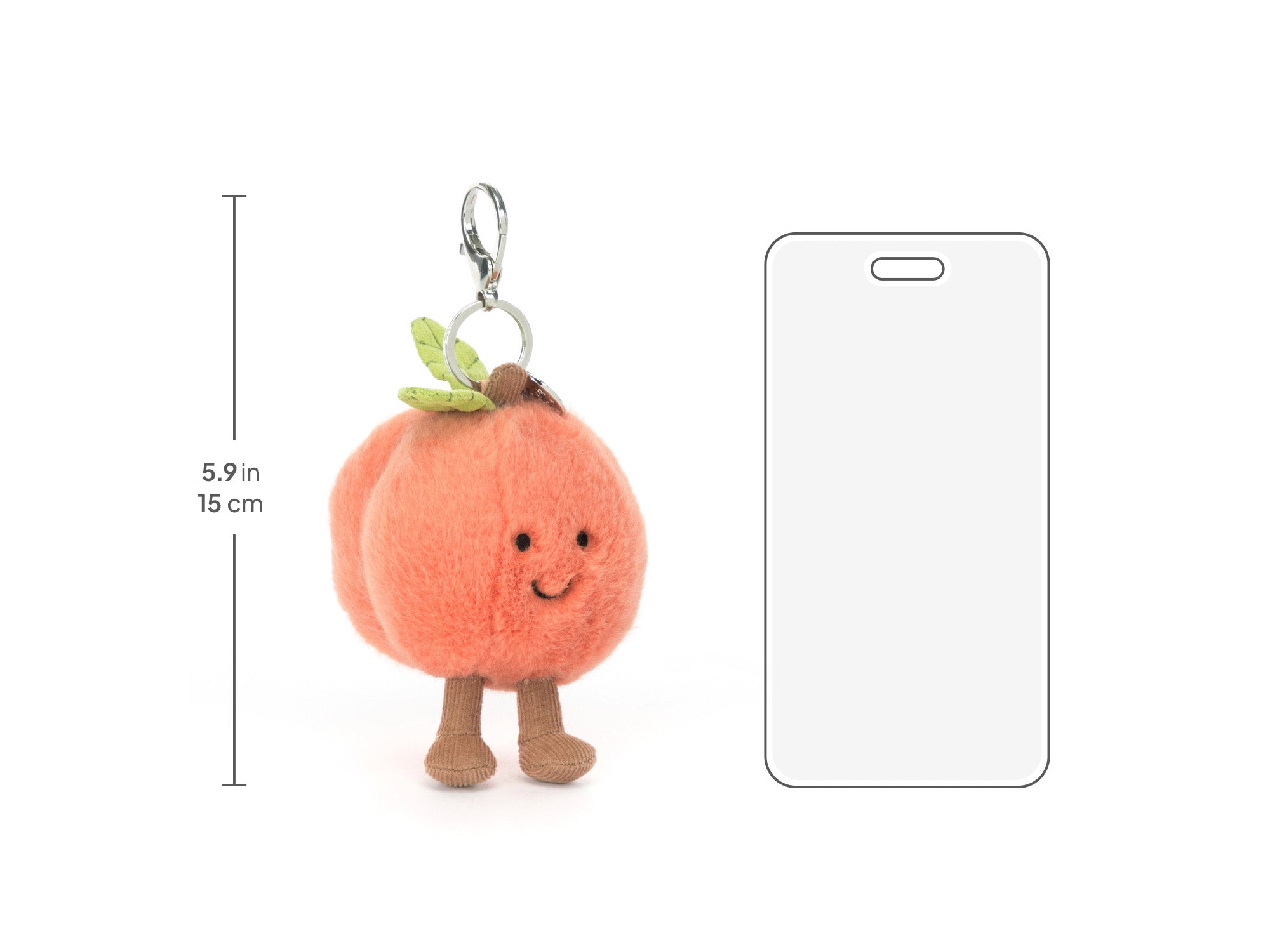 Amuseables Peach Bag Charm, size chart