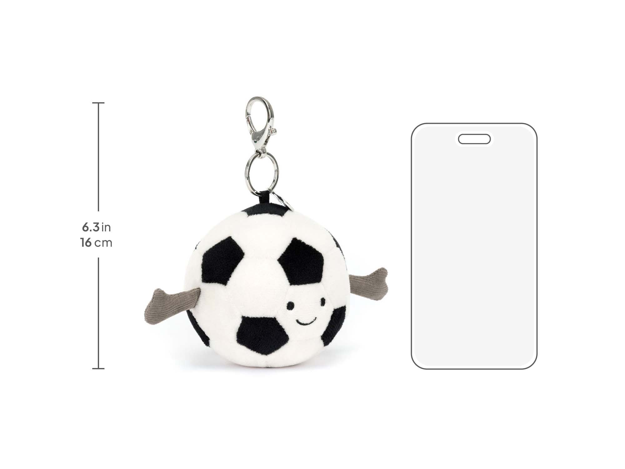 Amuseables Sports Soccer Bag Charm, size chart