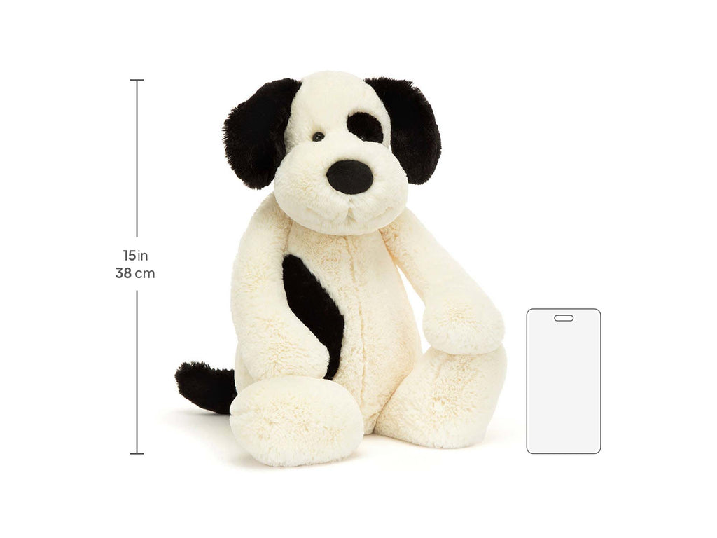 Bashful Black & Cream Puppy Huge, size chart