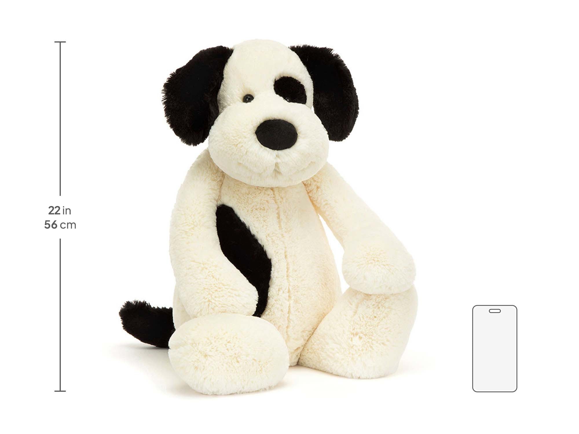 Bashful Black & Cream Puppy Really Big, size chart