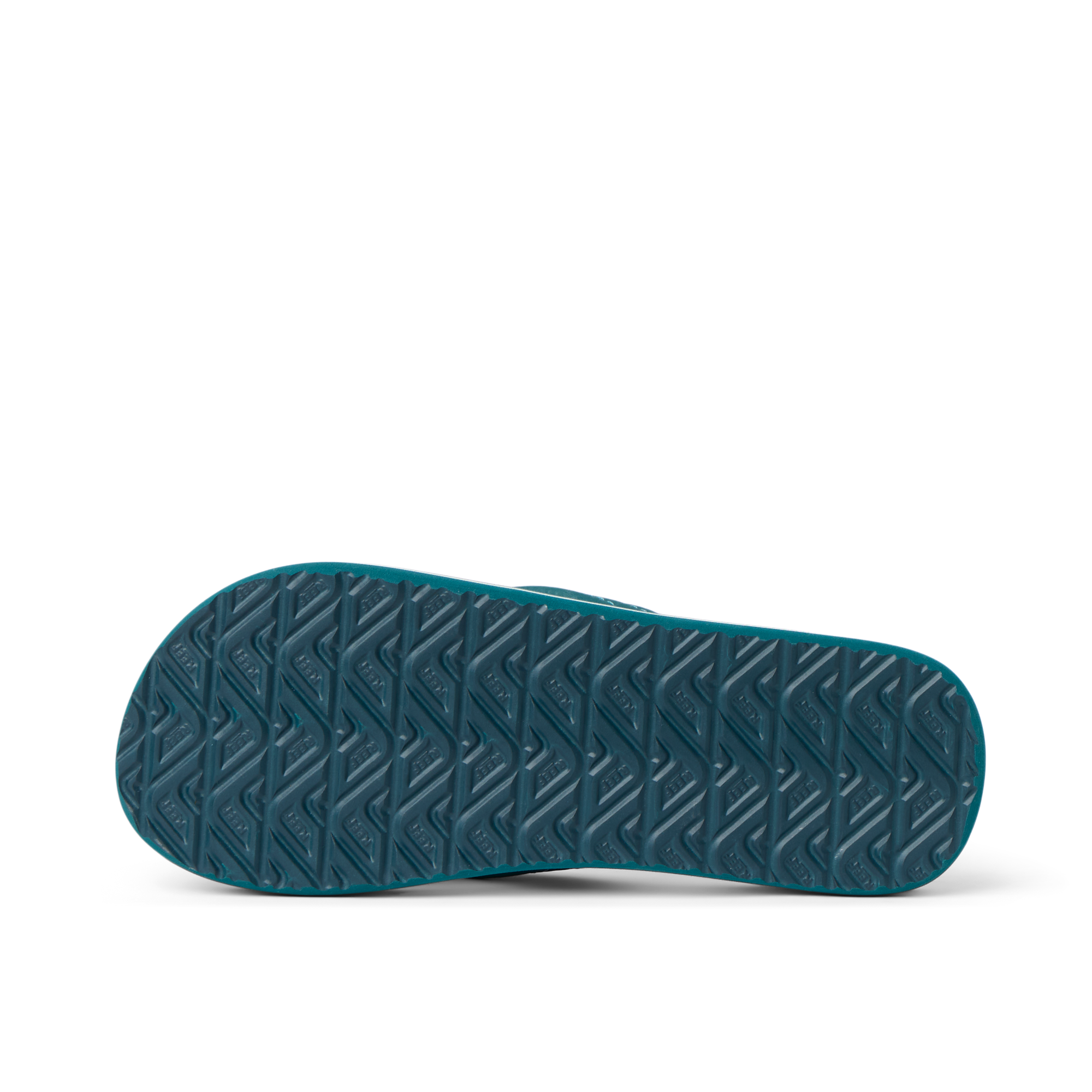 Kids Ahi shoe sole facing up showing durable, textured tread designed for comfort and beach use, kids boys footwear by REEF.