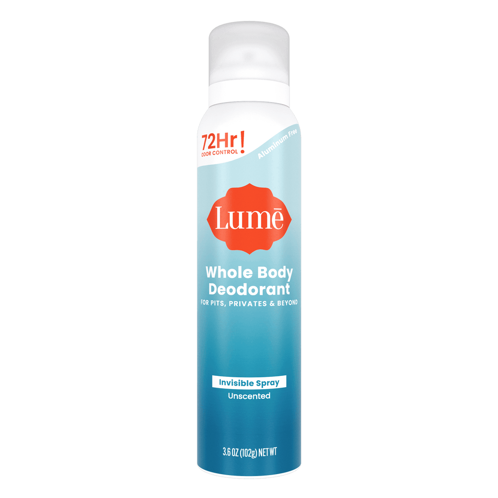 Blue can of spray deodorant in Unscented