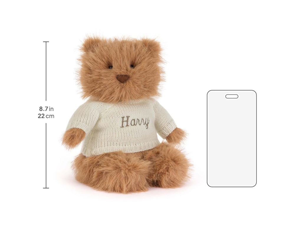Bartholomew Bear Bouffant with Personalised Cream Jumper, Size Chart