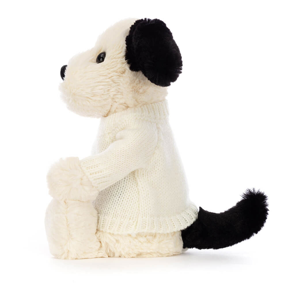 Bashful Black & Cream Puppy with Personalised Cream Jumper, View 2