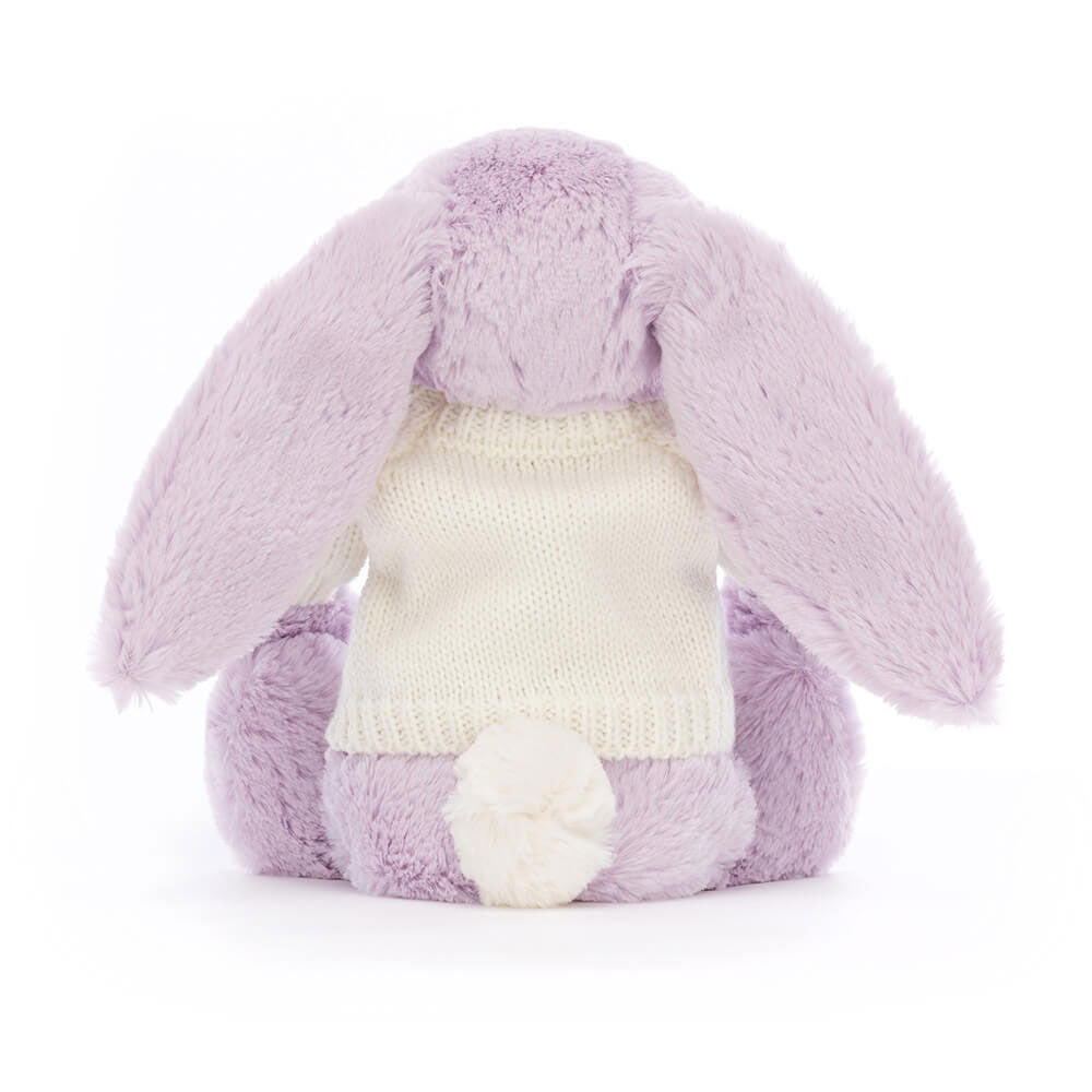 Bashful Lilac Bunny with Personalised Cream Jumper, View 3