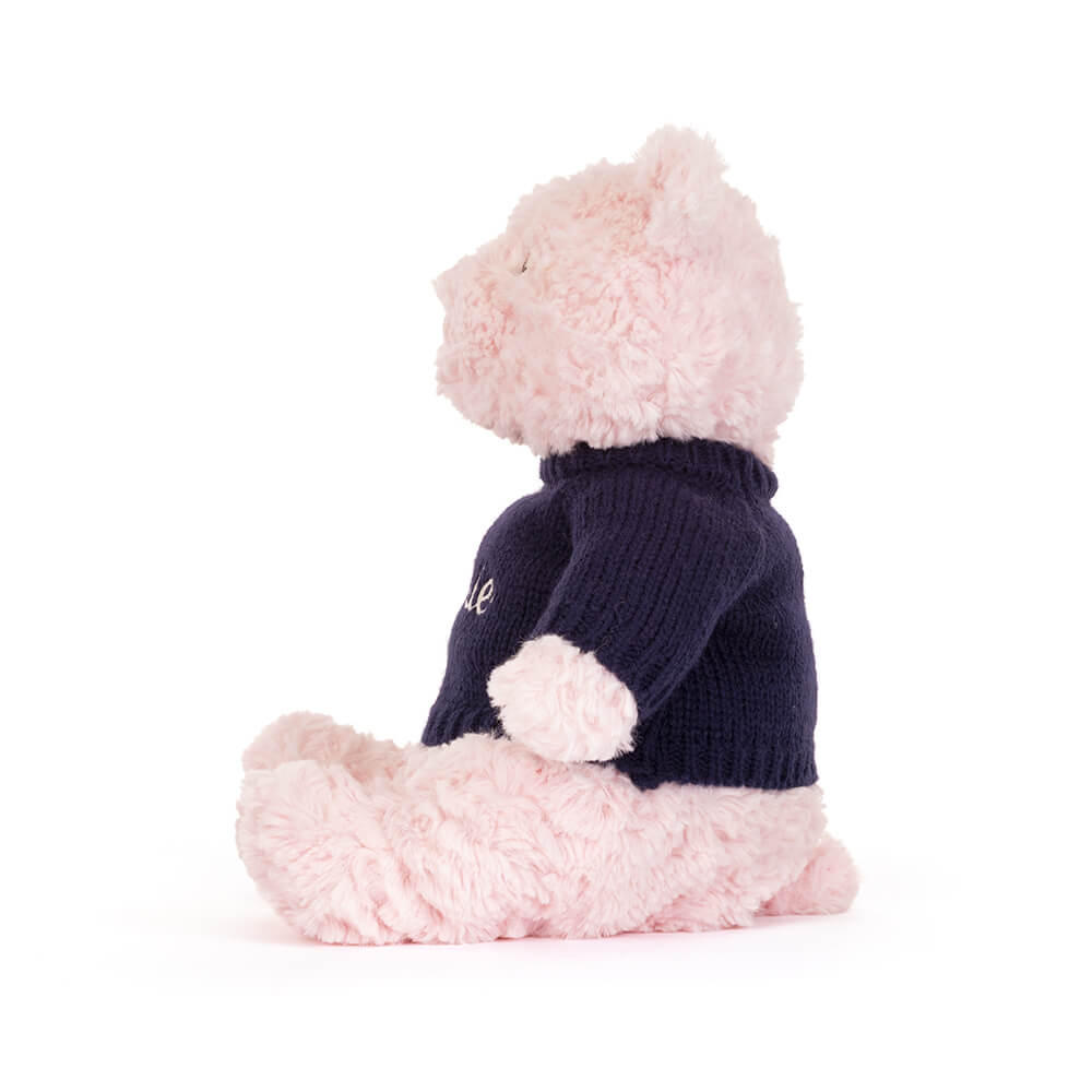 Leola Bear with Personalised Navy Jumper, View 2