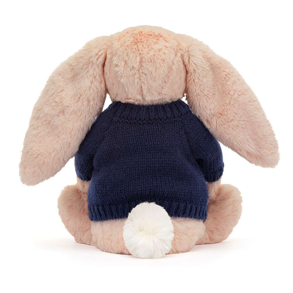 Bashful Blush Bunny with Personalised Navy Jumper, View 4