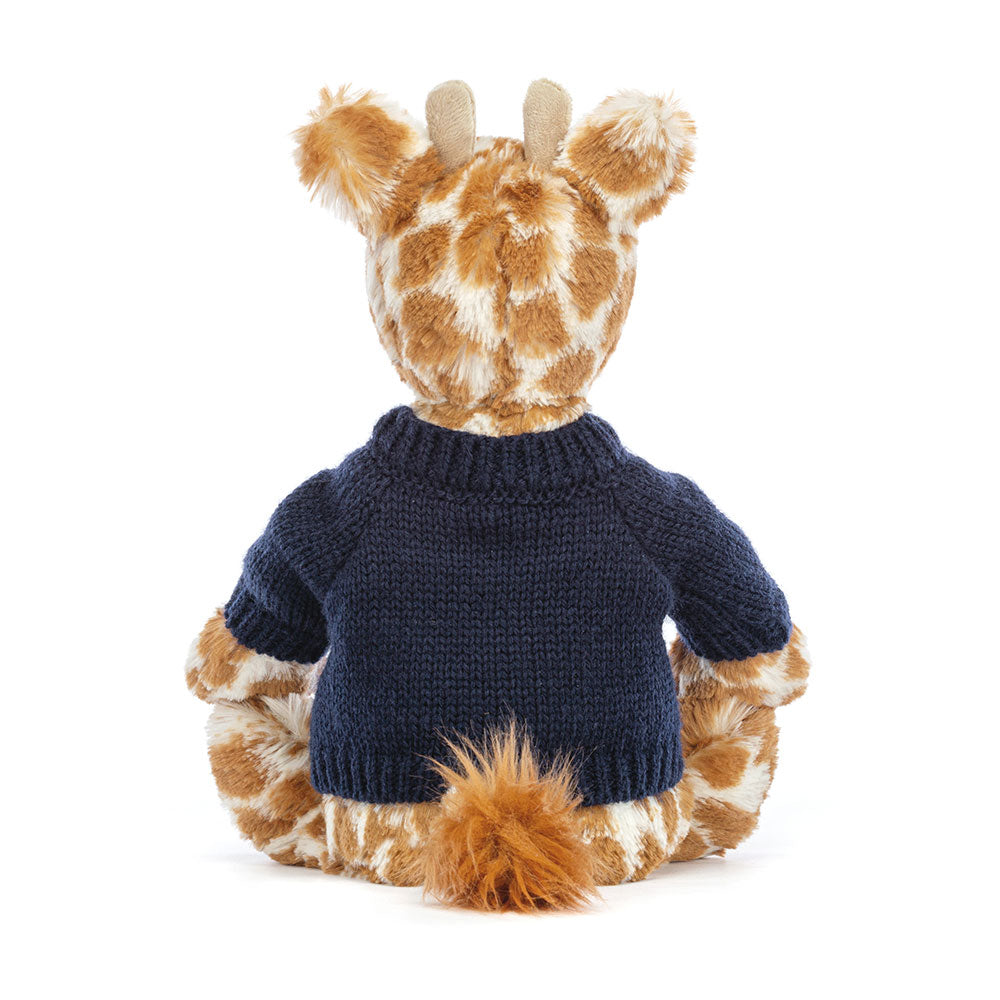 Bashful Giraffe with Personalised Navy Jumper, View 4