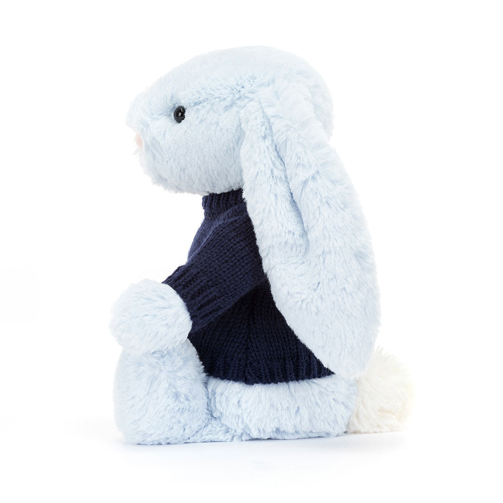 Bashful Blue Bunny with Personalised Navy Jumper, View 3