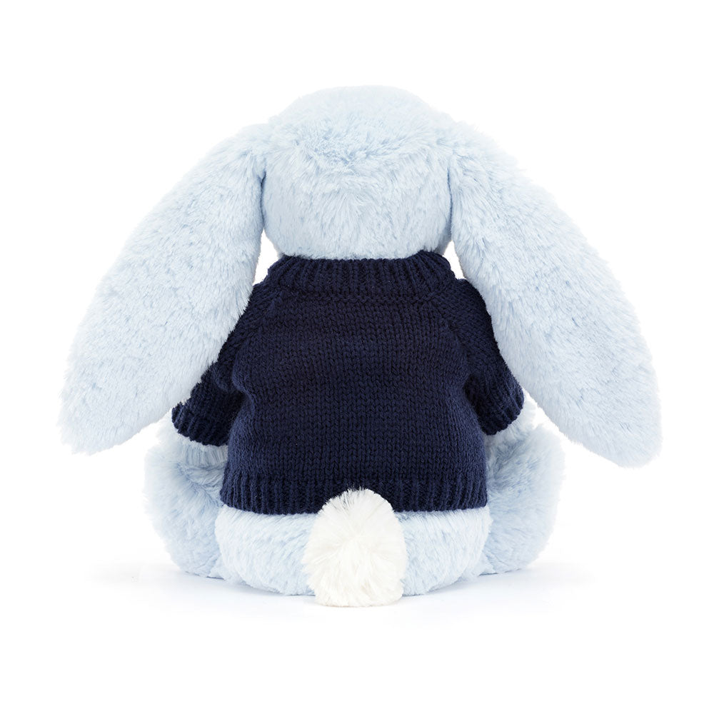 Bashful Blue Bunny with Personalised Navy Jumper, View 4