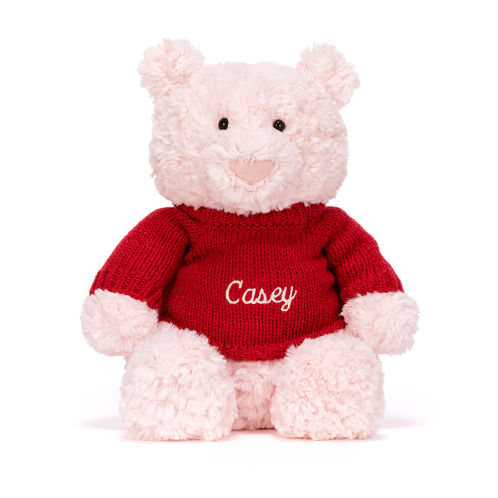 Leola Bear with Personalised Red Jumper, View 4