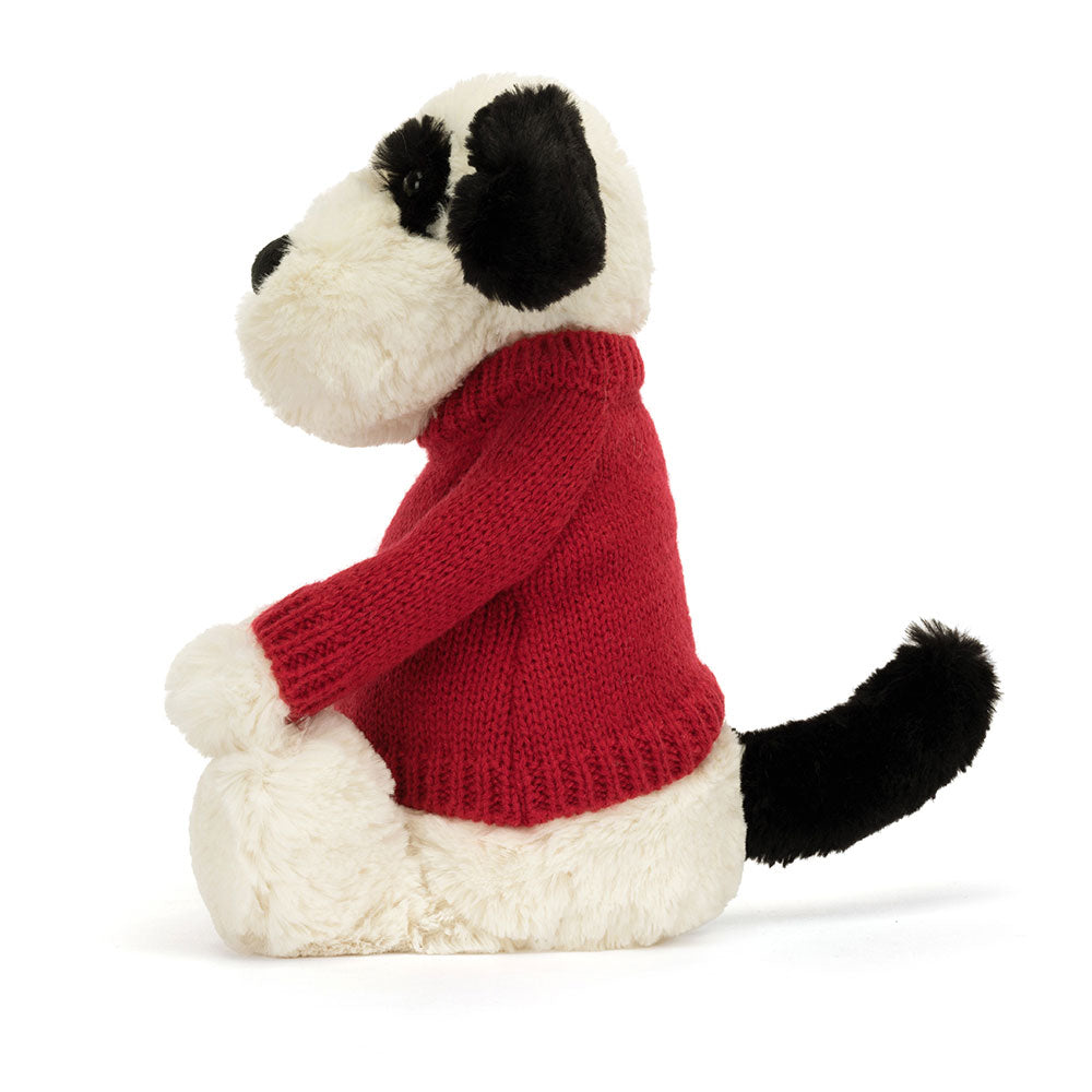 Bashful Black & Cream Puppy with Personalised Red Jumper, View 2