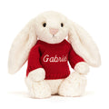Bashful Cream Bunny with Personalised Red Jumper, View 4