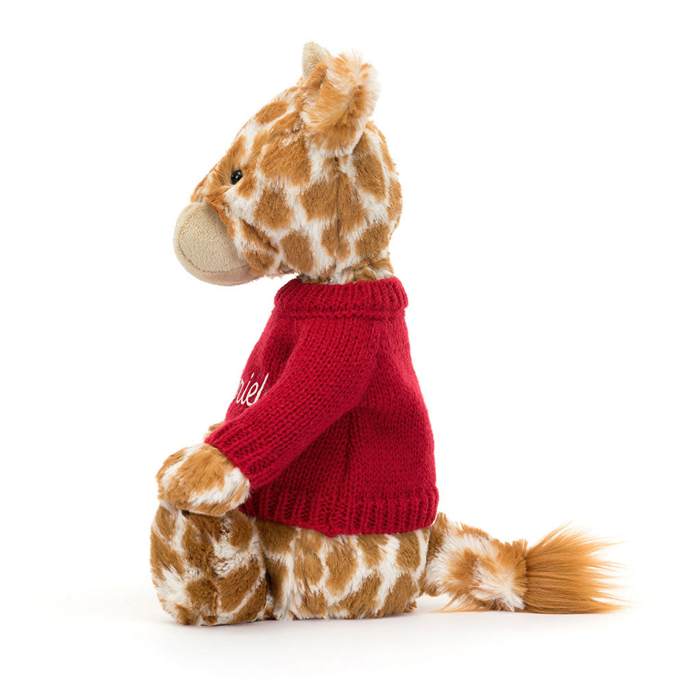 Bashful Giraffe with Personalised Red Jumper, View 2
