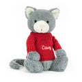 Bashful Kitten with Personalised Red Jumper, Main View