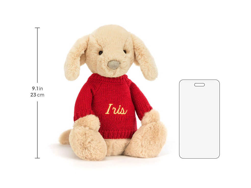 Bashful Luxe Puppy Orlando with Personalized Red Jumper size chart