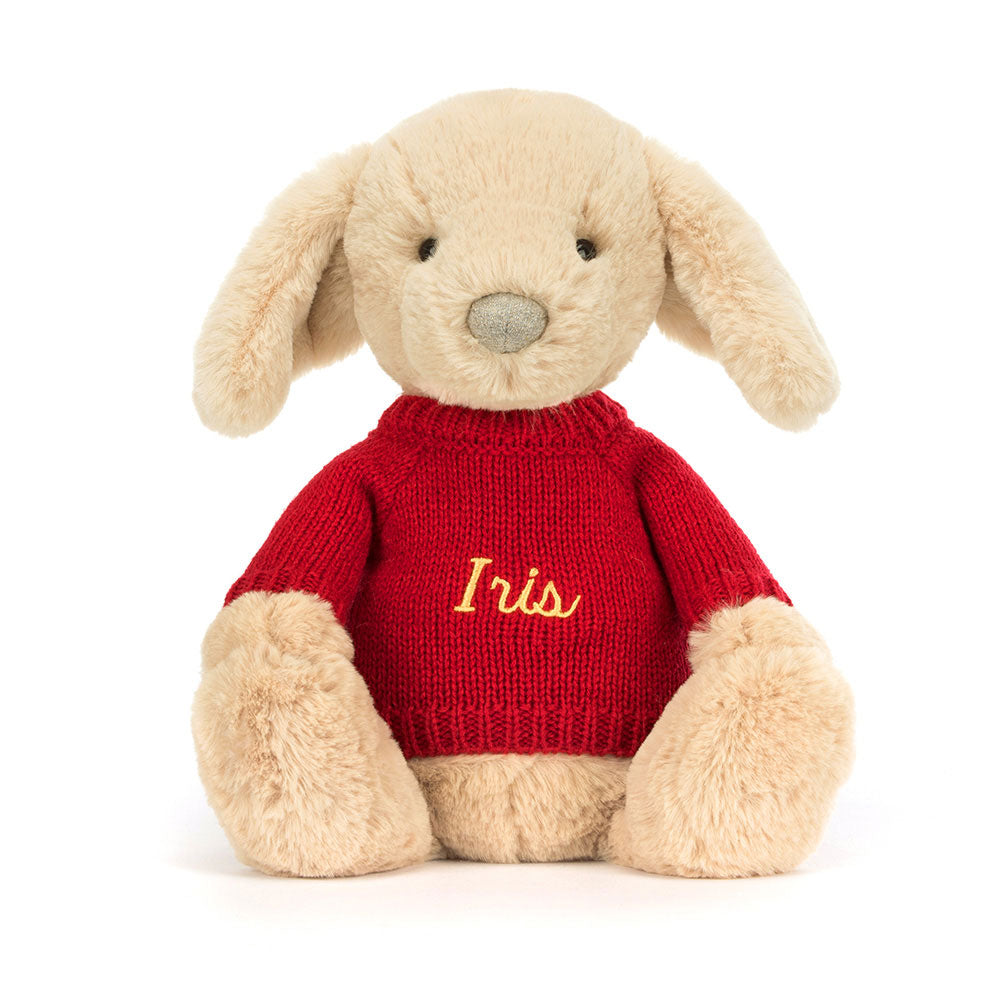 Bashful Luxe Puppy Orlando with Personalised Red Jumper, View 4