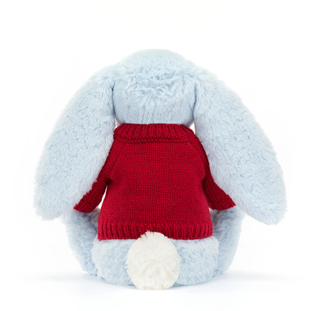 Bashful Blue Bunny with Personalised Red Jumper, View 4