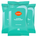 Three 45 count packs of deodorant wipes in the scent Cool Cucumber