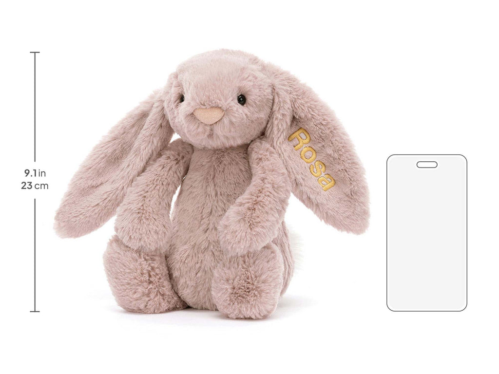 Personalized Bashful Luxe Bunny Rosa Medium, size chart