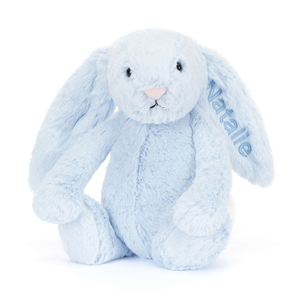 Personalised Bashful Blue Bunny Medium, View 4