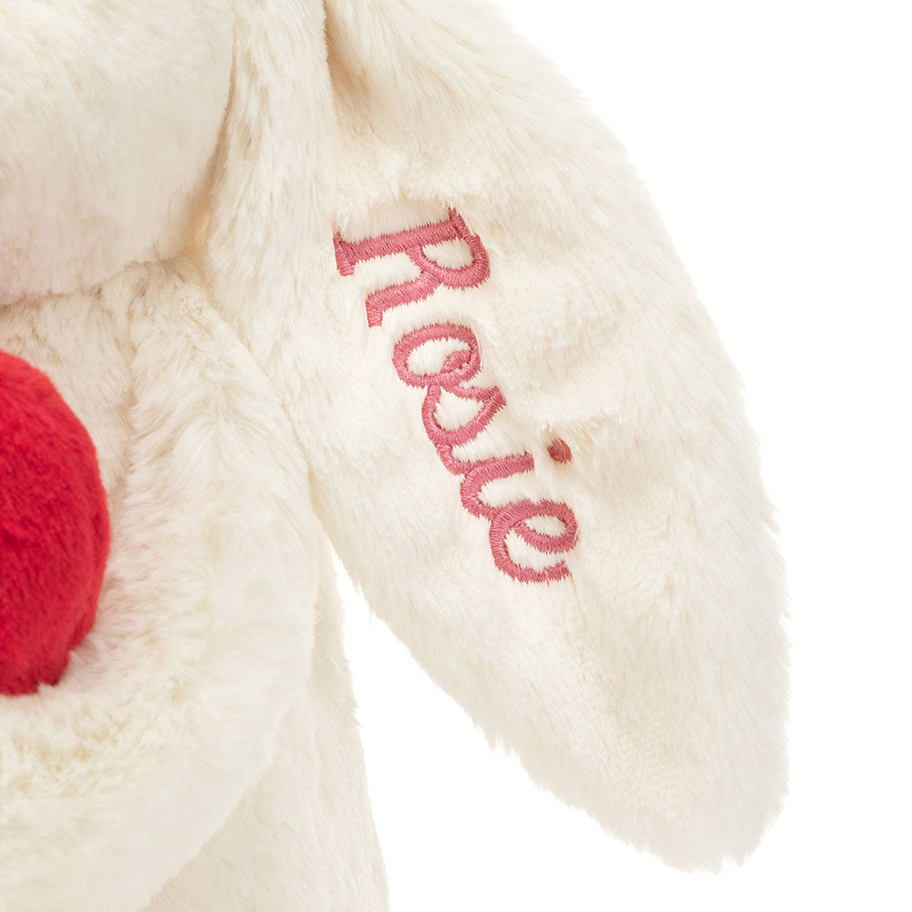 Personalised Bashful Red Love Heart Bunny Medium, View 3