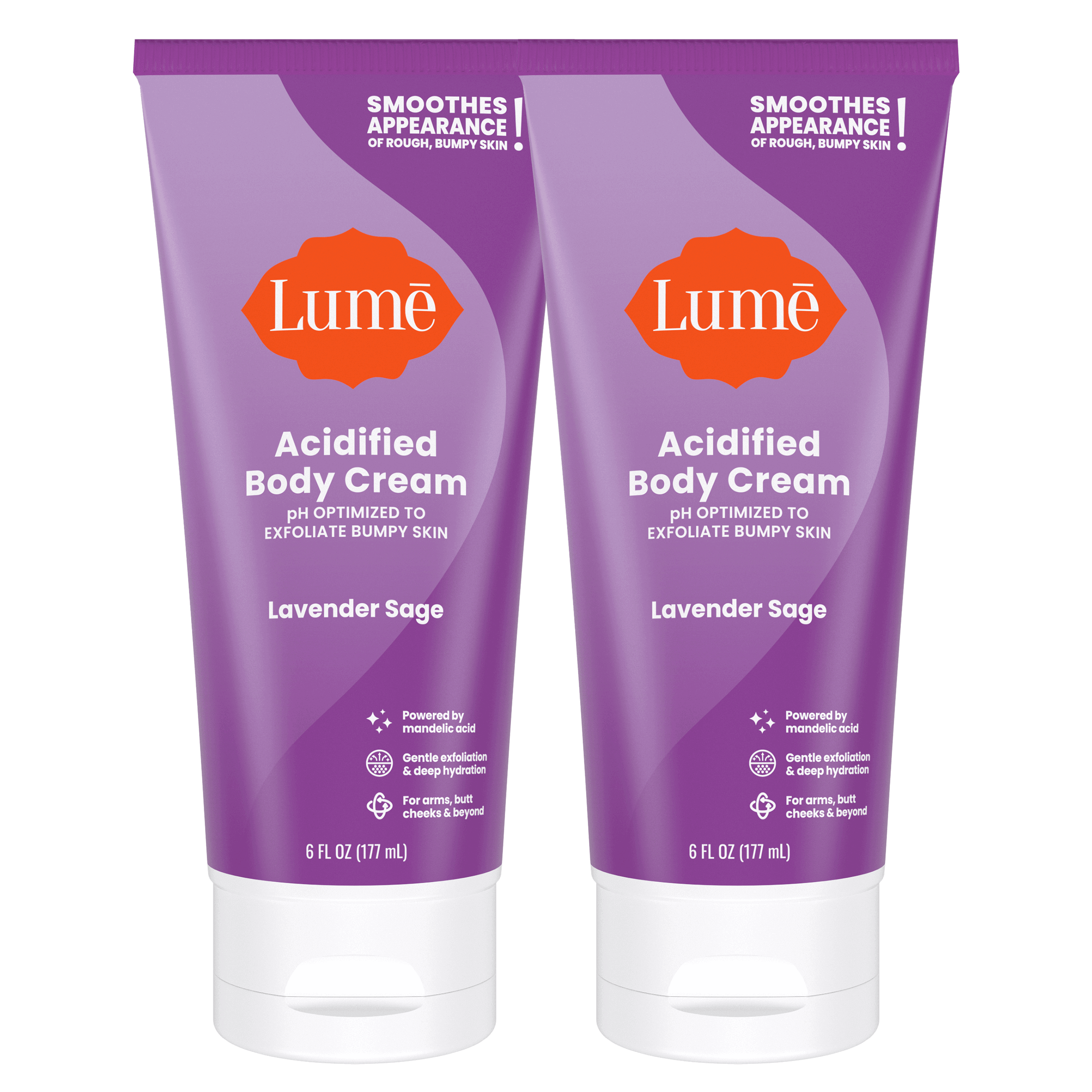 Two purple tubes of Body Cream in the scent Lavender Sage