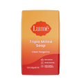 Orange and red Lume clean tangerine soap bar against a white background