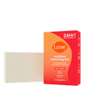 Lume cleansing bar. The packaging says "PH optimized for face, body, and privates. Visibly evens skin tone."
