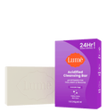 Lume cleansing bar. The packaging says "PH optimized for face, body, and privates. Visibly evens skin tone."