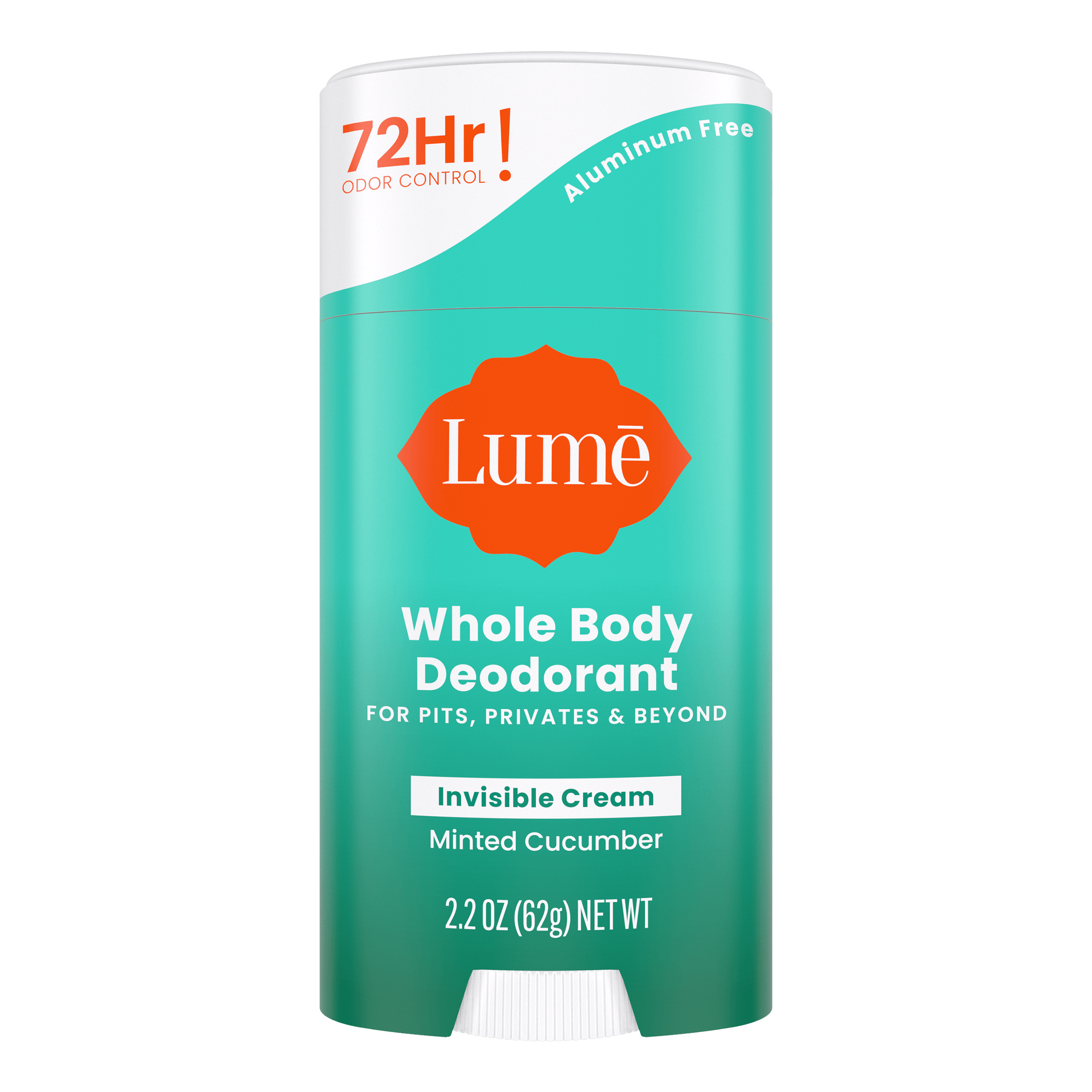 Green and white Lume minted cucumber scented cream deodorant stick