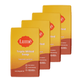 Four overlapping bars of soap in the scent Toasted Coconut